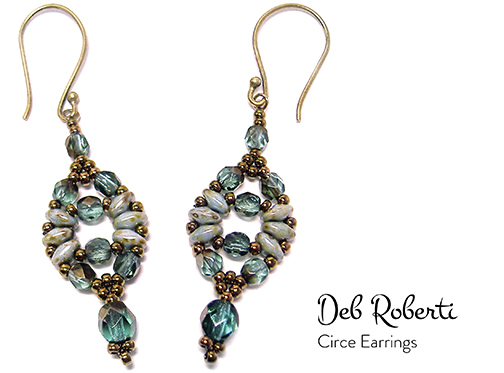 Circe Earrings, SuperDuo and crystal design by Deb Roberti