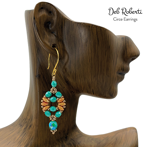 Circe Earrings, SuperDuo and crystal design by Deb Roberti