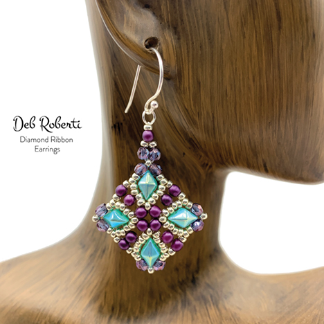 Diamond Ribbon Earrings and Necklace, design by Deb Roberti Diamond Ribbon Earrings and Necklace, design by Deb Roberti