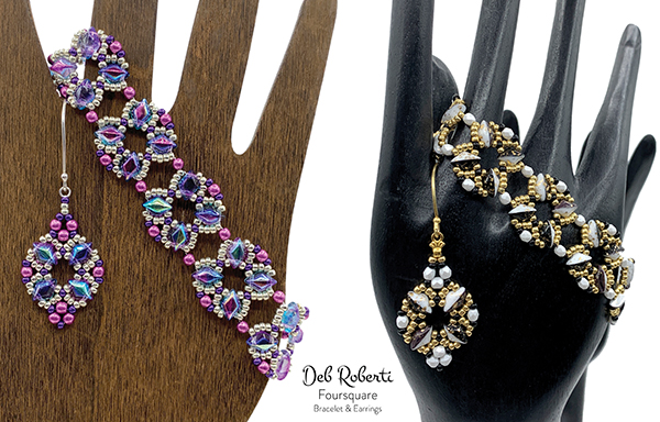 Foursquare Bracelet & Earrings, design by Deb Roberti