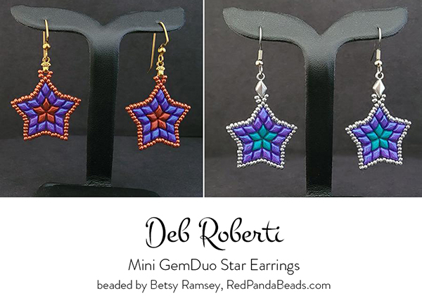 Mini GemDuo Star Earrings, free pattern