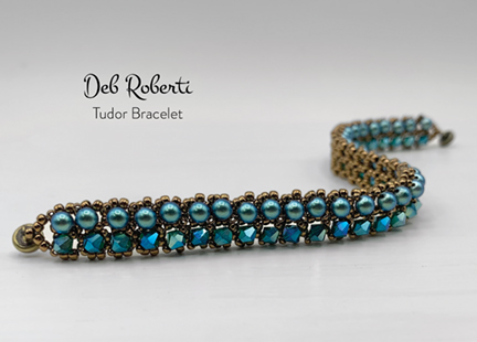 Tudor Bracelet, embellished right-angle weave bracelet