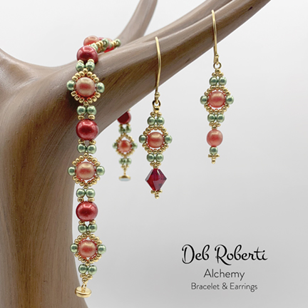 Alchemy Bracelet & Earrings, free pattern from Deb Roberti