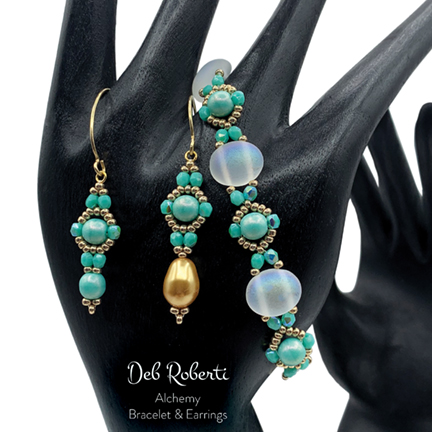 Alchemy Bracelet & Earrings, free pattern from Deb Roberti