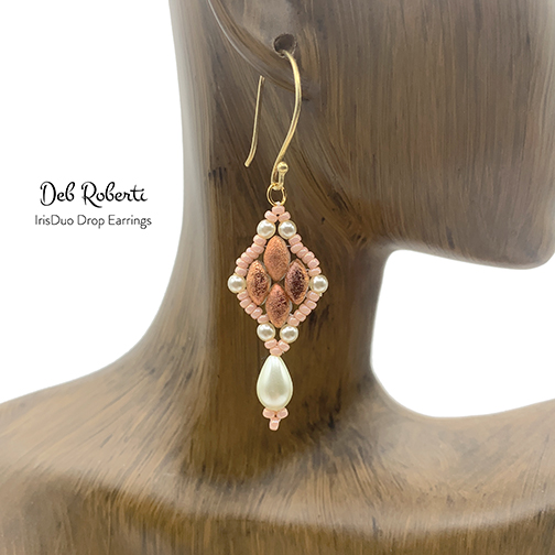 IrisDuo Drop Earrings, free bead pattern that features IrisDuo beads