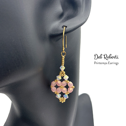 Printemps Earrings & Pendant, design by Deb Roberti, free pattern at AroundTheBeadingTable.com