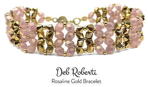 Rosaline Gold Bracelet, free right-angle weave tutorial